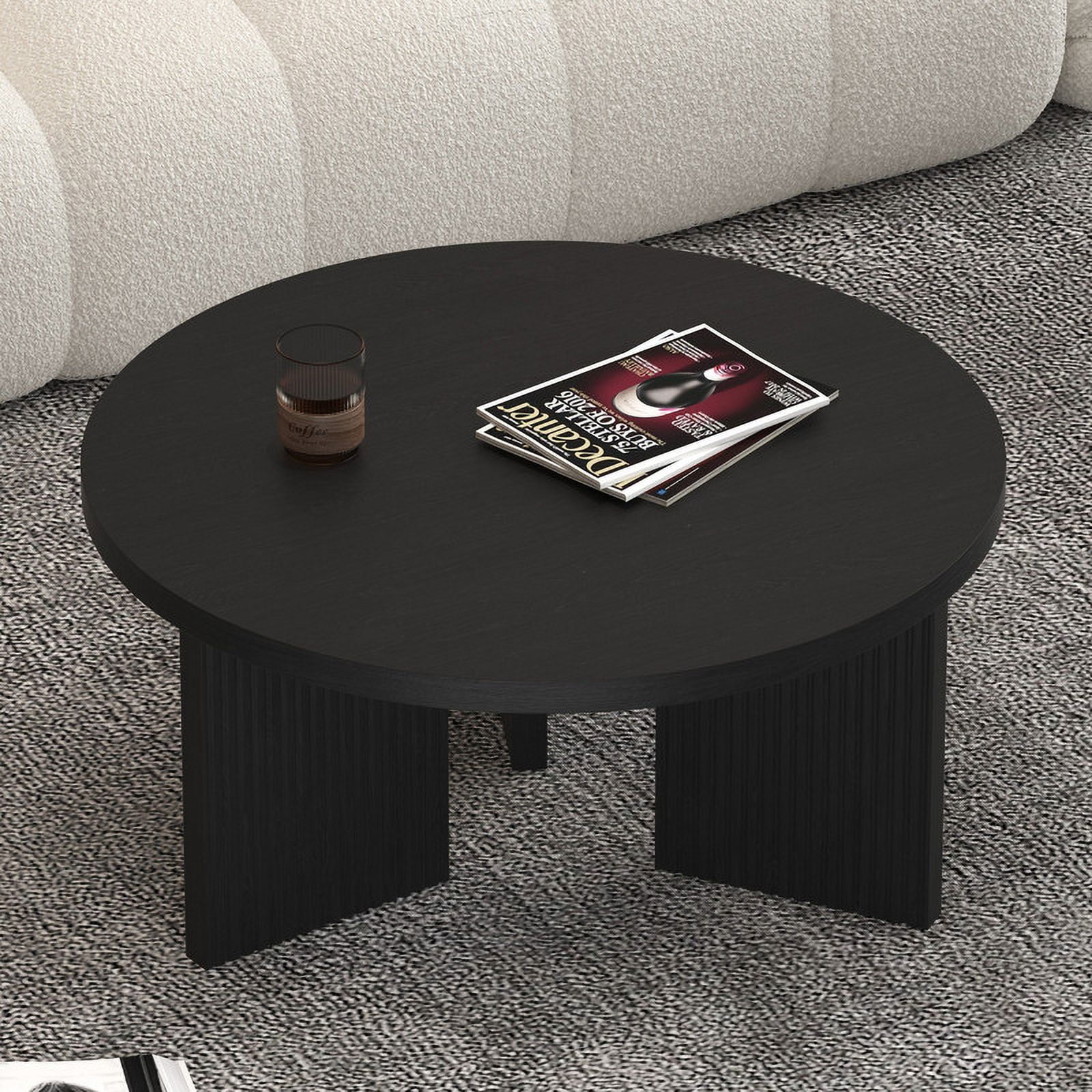Noodeniya 35" Round Coffee Tables, Small Tables for Living Room, Black