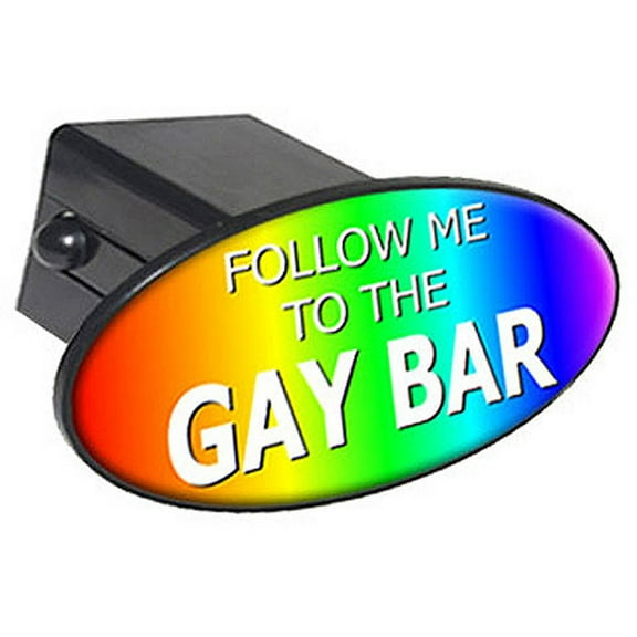 Follow Me To The Gay Bar, Rainbow 2" Oval Tow Trailer Hitch Cover Plug Insert