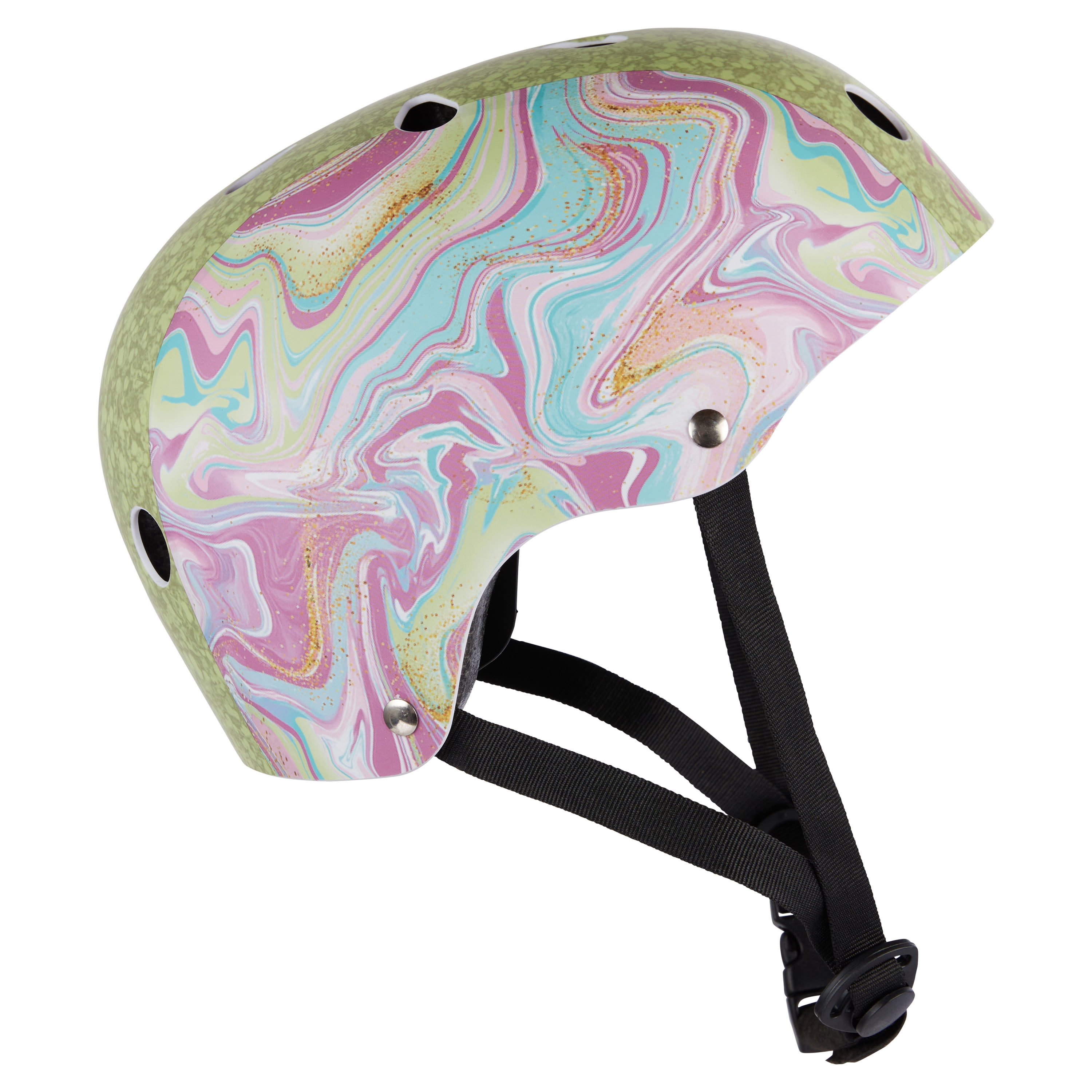 Justice Boardwalk Brights Cotton Candy Swirl Helmet with Chunky Glitter Design