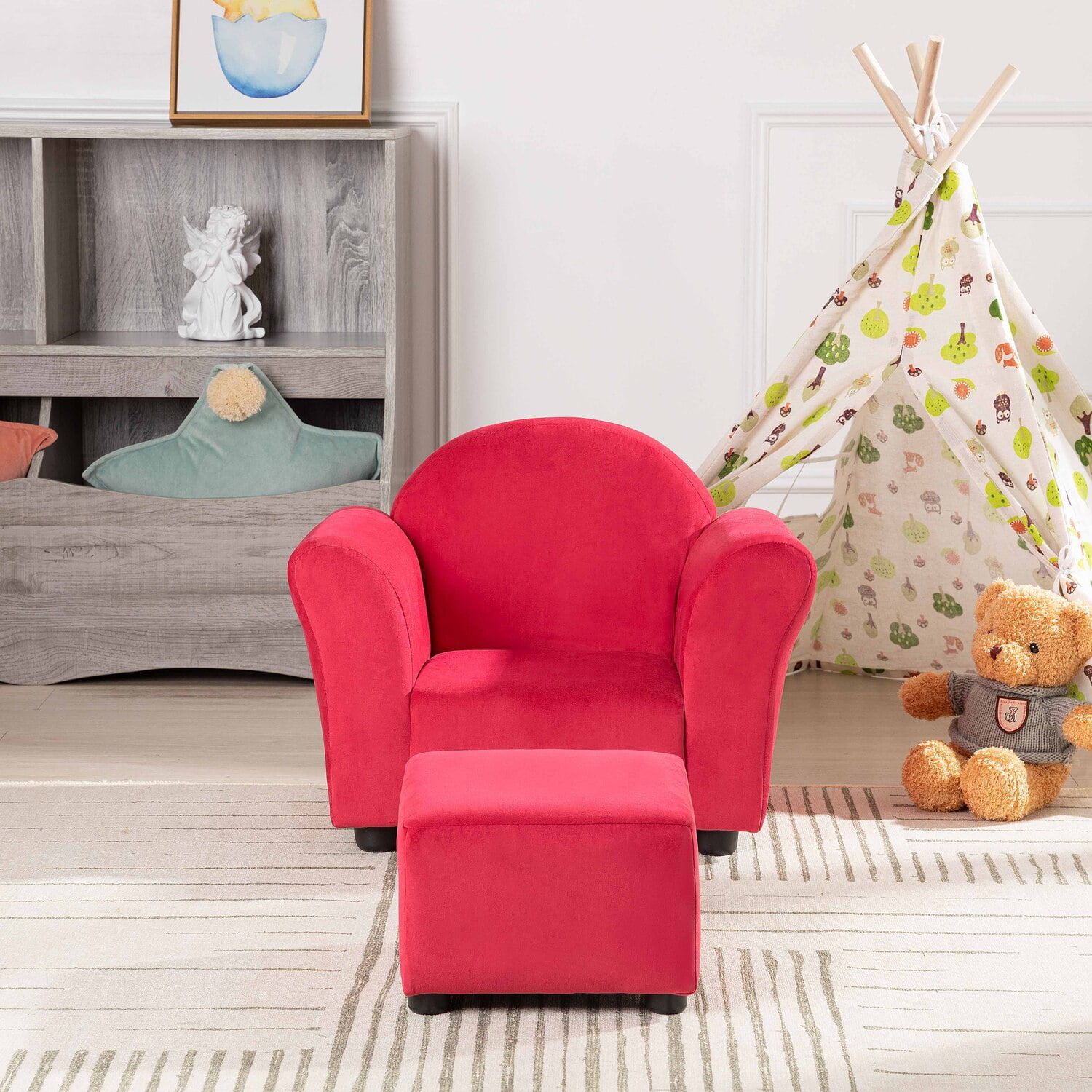 Naomi Home Shirley Kids Sofa Chair with Ottoman Toddler Couch