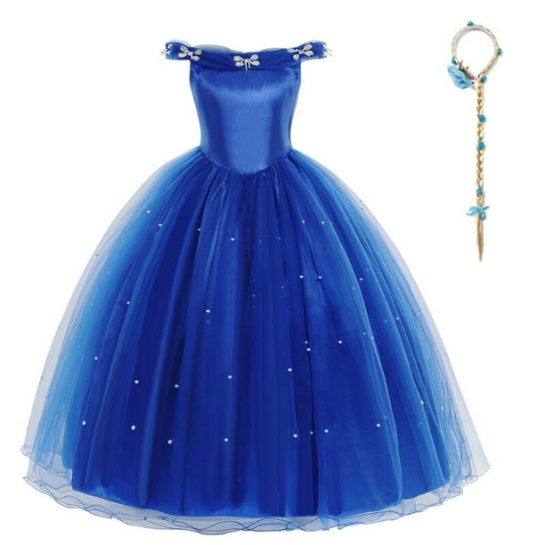 Vestidos de fiesta para niñas de Disney, vestido de princesa Cenicienta, Navidad, niños, mariposas, sin mangas, Dress3-4T 110CM Gao Jinjia LED