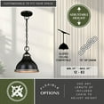 thumbnail image 4 of Sheffield 1L 10-in. W Dark Bronze and Gray Farmhouse Dome Pendant Light, 4 of 14