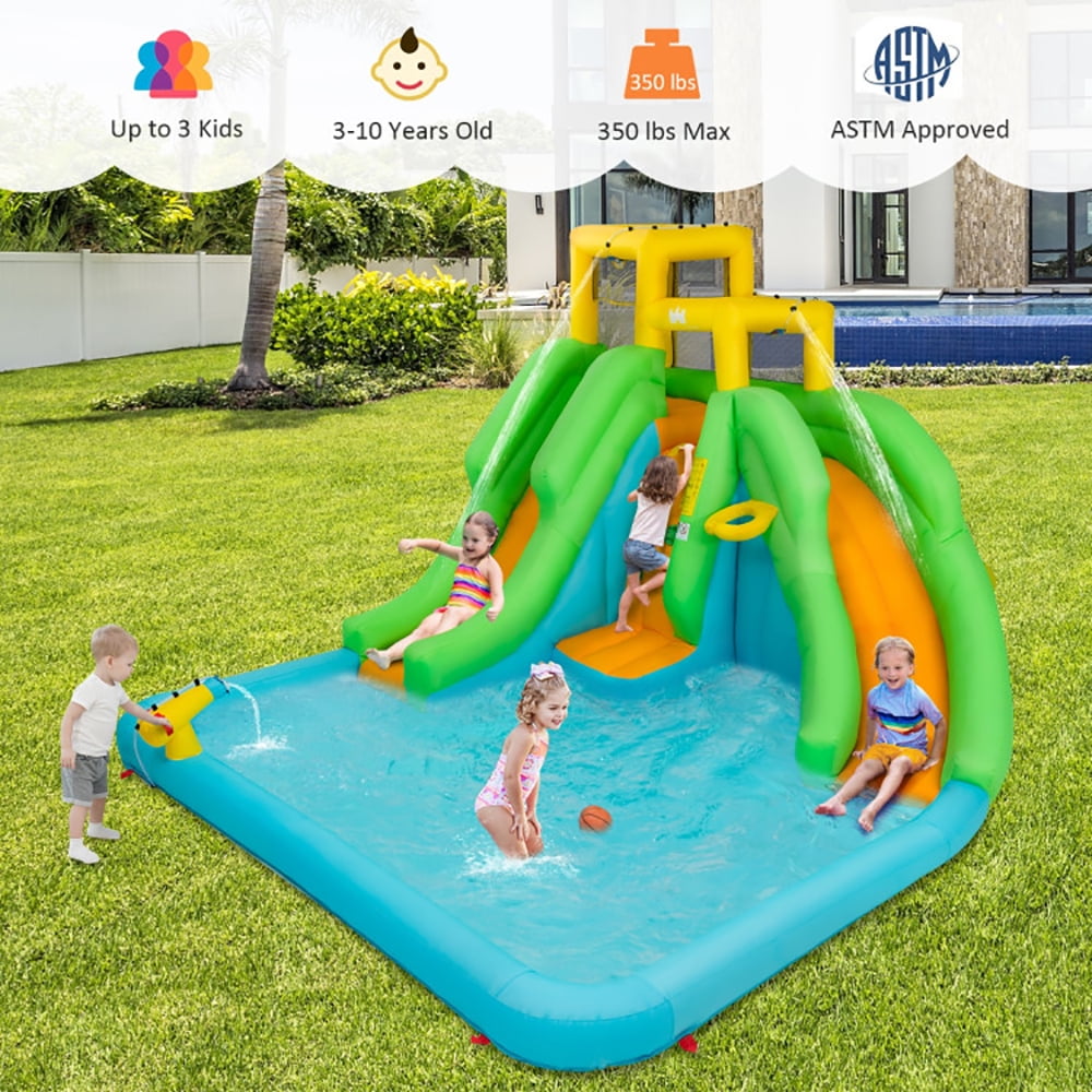 Aimee Lii Kids Inflatable Water Park Bounce House with 480W Blower, Bounce House Water Slide for Kids 5-10