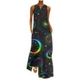 thumbnail image 1 of SMihono Robe Maxi Bohème d'Été pour Femmes Grande Taille Mode d'Été pour Femmes Imprimée à Col en V Sans Manches à Enfiler avec Poches Robe de Plage Évasée Robe Soleil, 1 of 5
