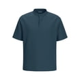 thumbnail image 6 of Kalauyu Mens Henley Shirts Short Sleeve Cotton Casual Summer Basic T-Shirts Solid Collarless Shirts for Work, 6 of 7