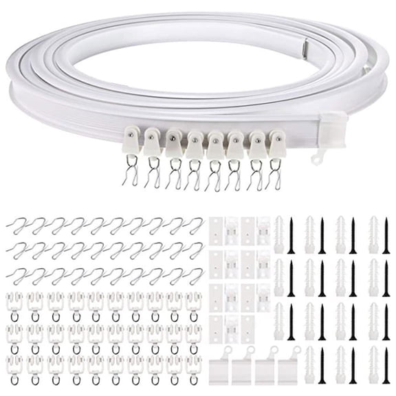 Bendable Ceiling Curved Curtain Track Flexible Ceiling Curtain Mount Curved Track for Curtain Rail with Metal Hooks 5M