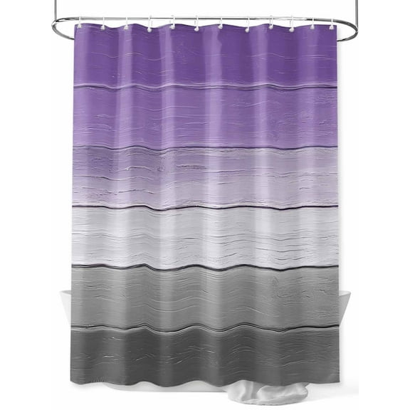Fsddascl Purple Gray Shower Curtain Set - Long 72" x 84" Washable Bathtub Curtain with 12 Hooks, Vintage Rustic Abstract Striped Wooden Grain Waterproof Fabric Stall Shower Curtains for Bathroom