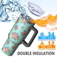 thumbnail image 5 of 40oz Pioneer Flower Floral Print Pattern Insulated Tumbler with Handle, BPA-Free Leak Proof Lid and Straws, Double Wall Vacuum, Hot 12h/Cold 34h, 5 of 6
