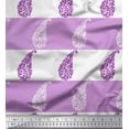 thumbnail image 1 of Soimoi Purple Cotton Jersey Fabric Stripe & Paisley Printed Craft Fabric by the Yard 58 Inch Wide, 1 of 1