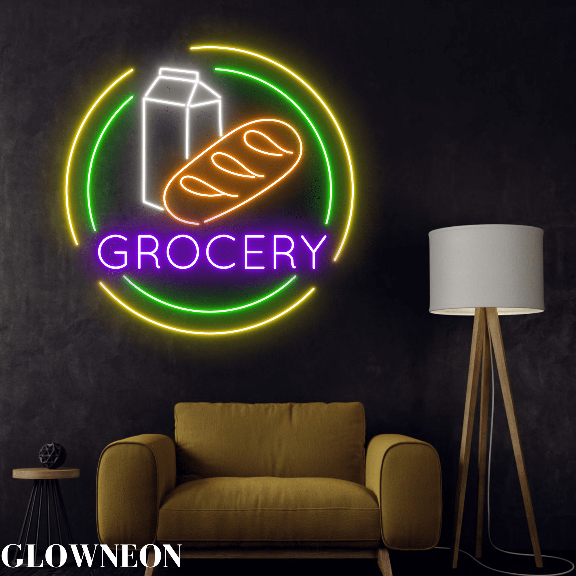 Glownneon Food & Drink Grocery Store Neon Led Sign, Grocery Wall Art
