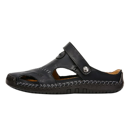 

Men s Casual Sandals New Leather Outdoor Water Beach Sports Sandals for Summer with Closed Toe Adjustable Straps