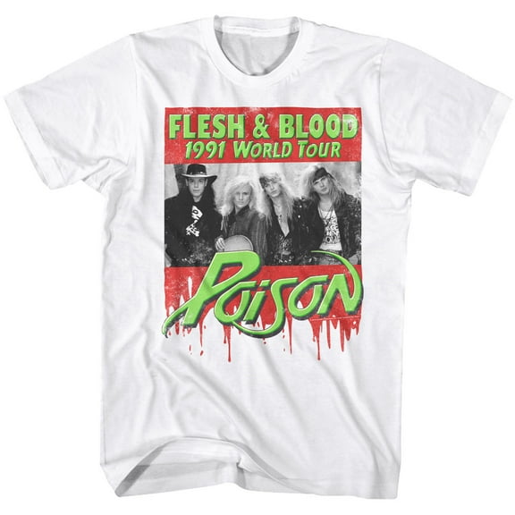 Poison Rock Band 1991 World Tour Flesh & Blood Adult T-Shirt Tee