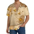 thumbnail image 3 of KLL Honey Bees And Sunflowers Print Men's Shirt Short Sleeve Button Down Summer Cuba Beach Shirts- X-Large, 3 of 7