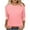 Pink, variant on Bovxnpu 3/4 Length Sleeve Womens Tops, Casual Tunic Tops for Women Summer Tees Shirts Outfits, Women's Casual Solid Color Round Neck 3/4 Sleeve T-shirt Top Blouse L