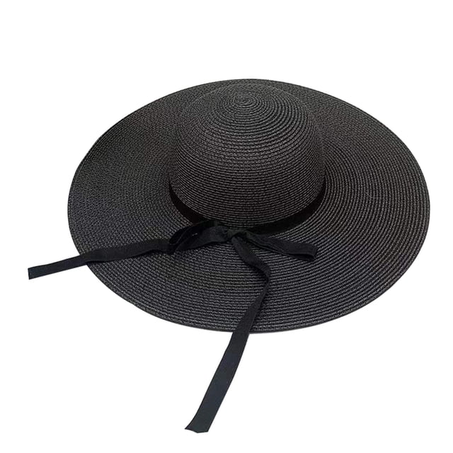 Txlixc Sombrero de paja de papel femenino, arco de ala ancha Txlixc moda