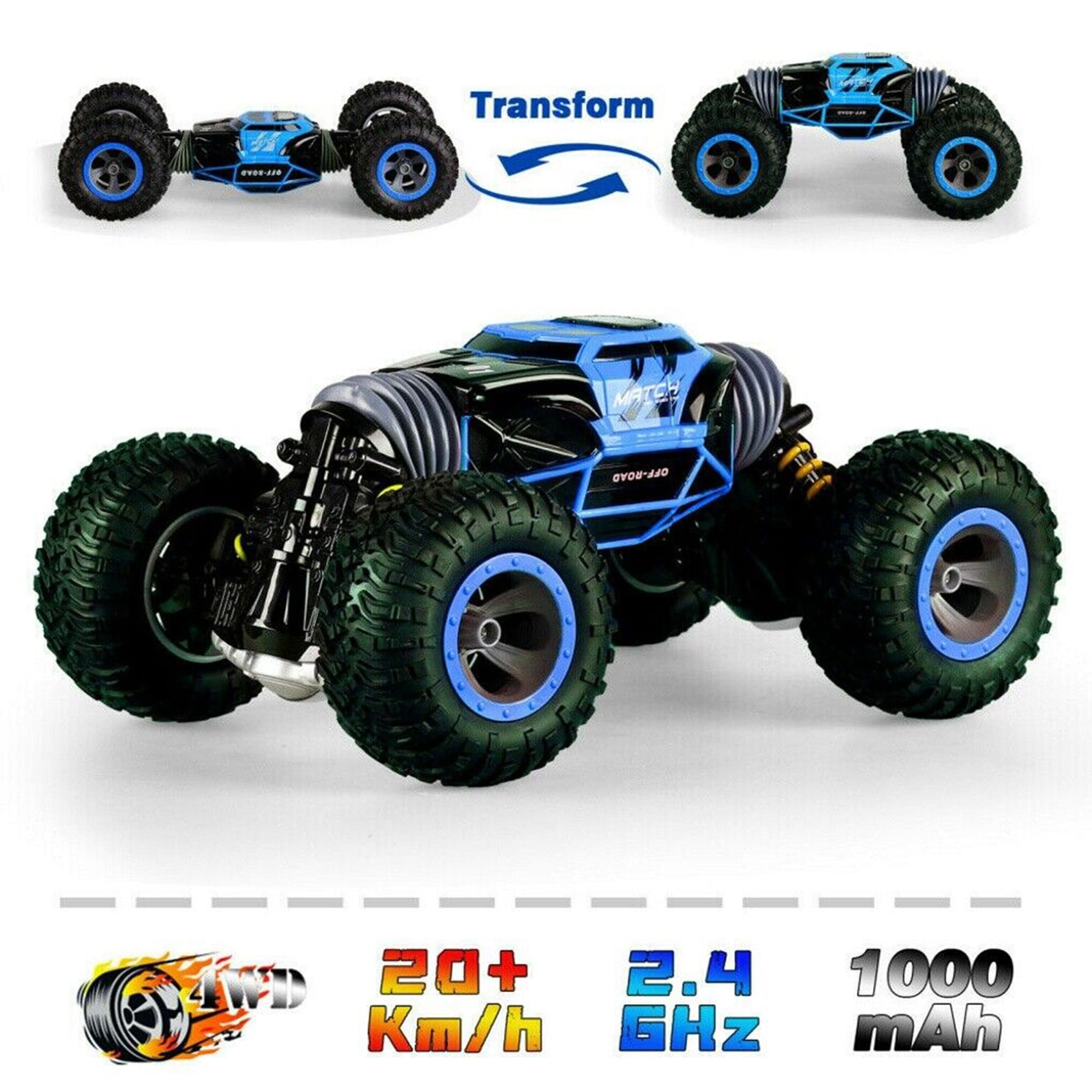 Cheerwing 1:18 Rock Crawler 2.4Ghz Remote Control Car 4WD Off Road RC  Monster Truck 2 Battery (Blue)