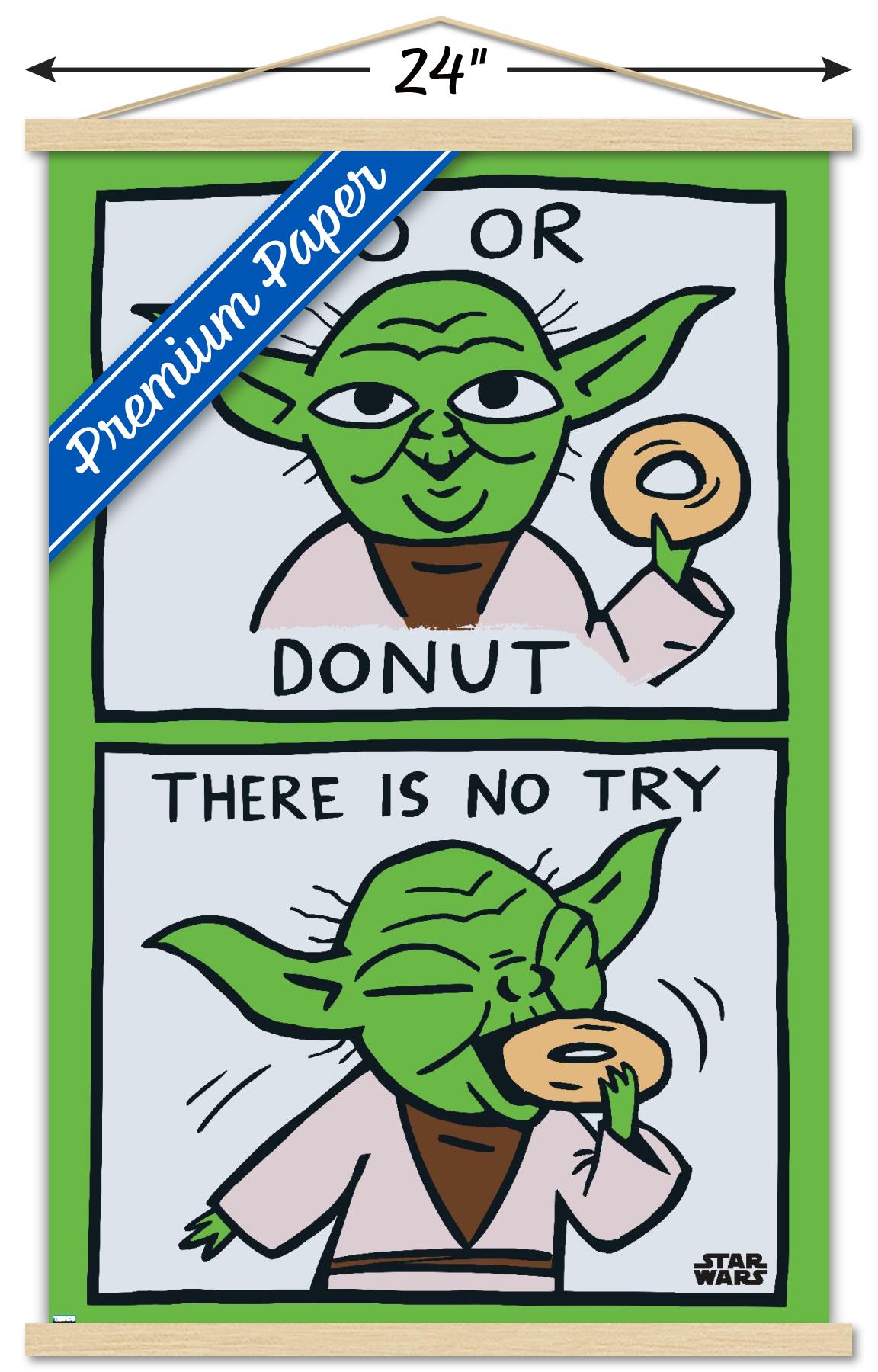Star Wars: Saga - Yoda Donut Wall Poster with Wooden Magnetic Frame, 22.375" x 34"