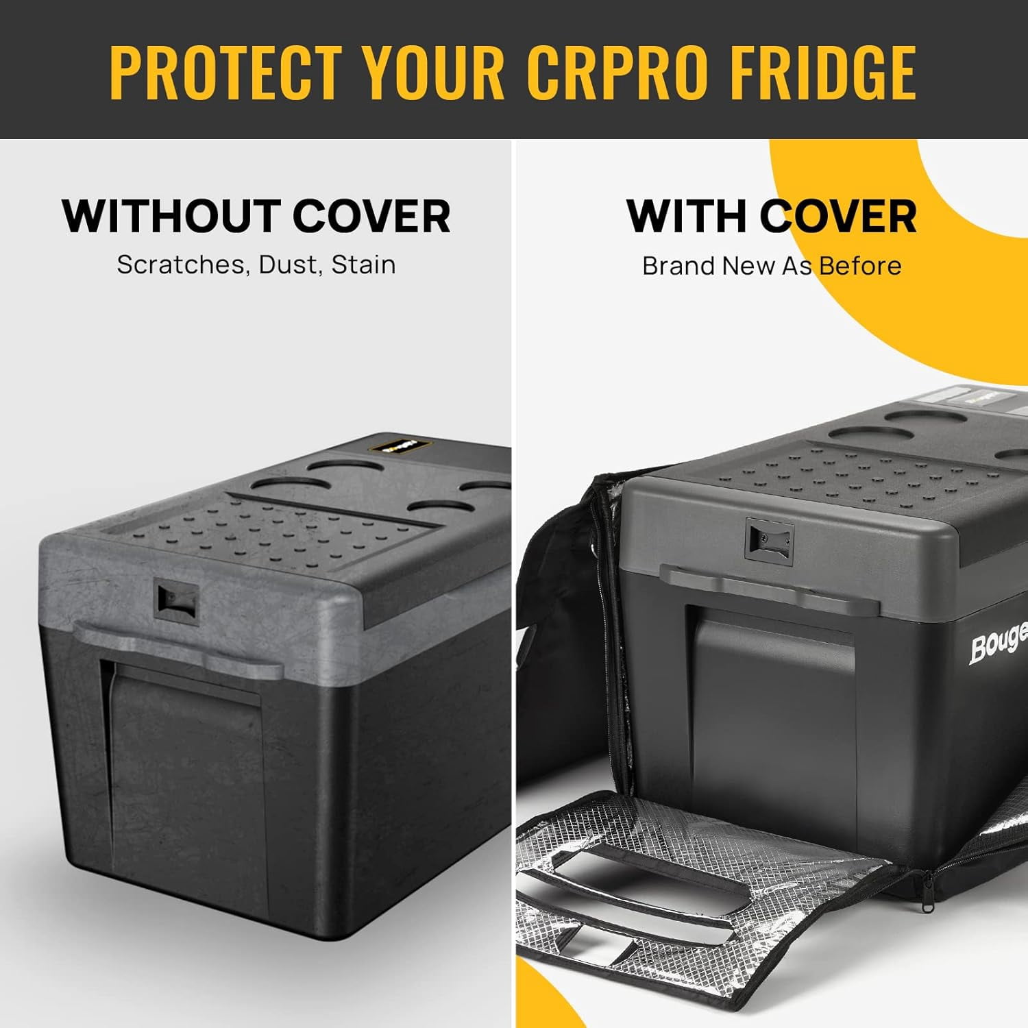 CRPRO 21 Quart Insulated Protective Cover for Portable Car Refrigerator -  Oxford Cloth Carrying  with  Storage