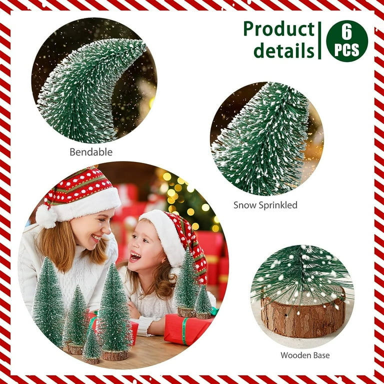 5PCS Small Christmas Trees, Bottle Brush Christmas Trees