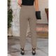 thumbnail image 4 of Pantalones Casuales Largos Color Puro Talle Alto Bolsillos Laterales Puños Cónicos Pantalones Sueltos Para Mujer Caqui S, 4 of 6