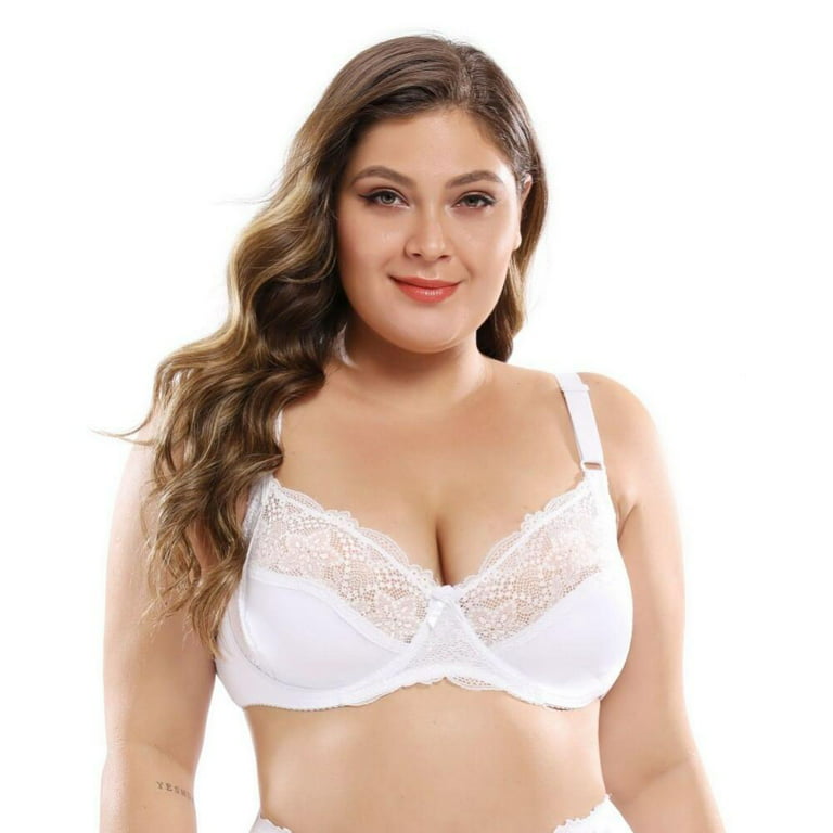 G Cup Bra for Women Sexy Lace Brasieres with Underwire Female Plus Size  Ultra-Thin Underwear Fashion Deep Cup Lingerie (Color : White, Size :  42/95G)