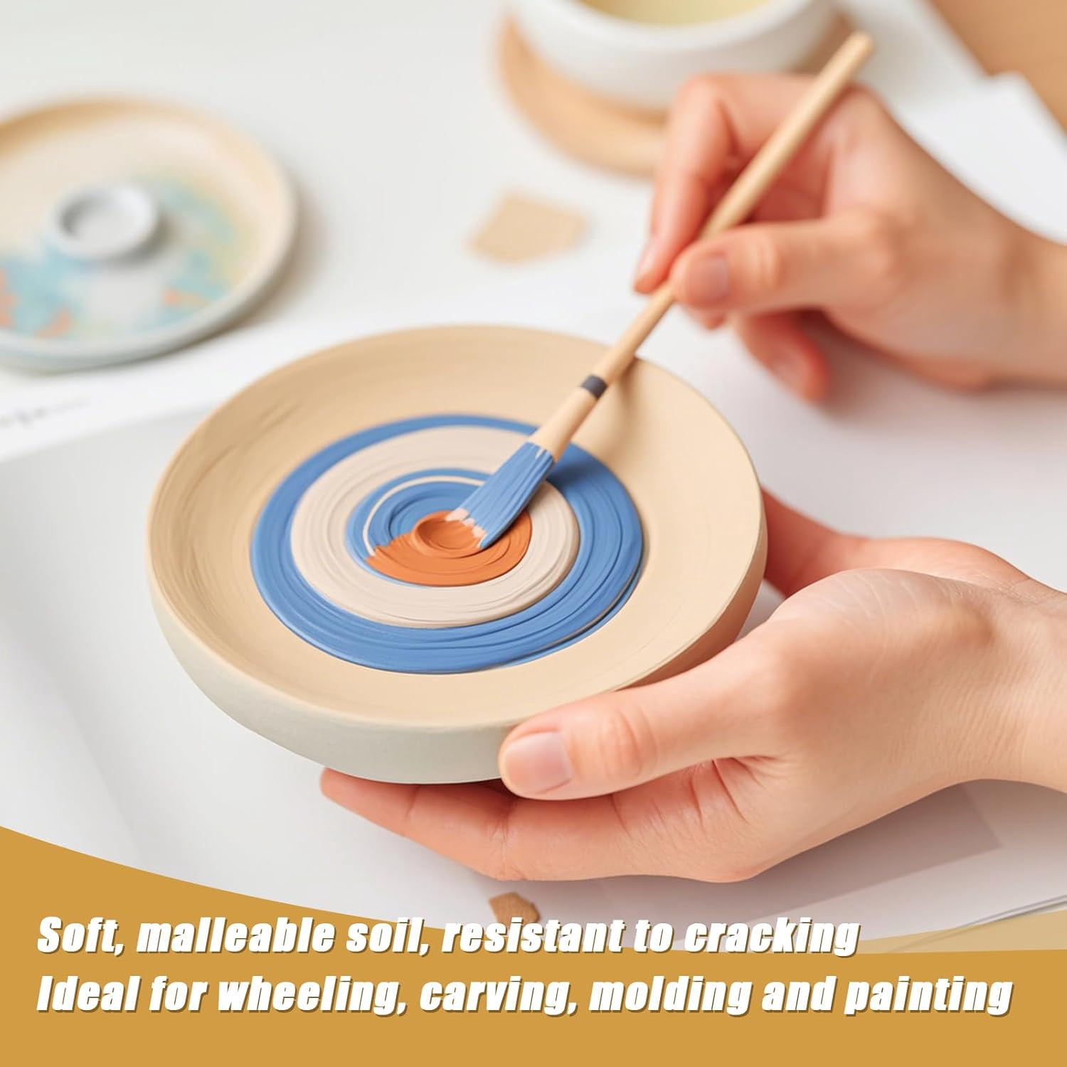 Premium Air Dry Clay-2.2 lbs Natural White Pottery Clay for Wheel Throwing, Hand Building, Sculpting Molding | No Baking Required, Self-Hardening | Beginner & Professional Artist Supplies(White)