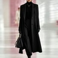thumbnail image 2 of Leidass Womens Long Overcoat Notched Lapel Self Tie Belt Waist Button Front Long Sleeve Solid Tailored Outerwear With Side Pockets Black L, 2 of 6