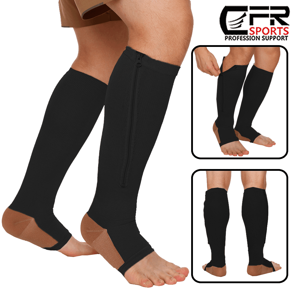 Copper Zipper Compression Socks Support Graduated Stockings Mens Women ...