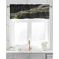 thumbnail image 2 of Black Marble Kitchen Valances for Windows Farmhouse Linen Window Valance Curtain for Living Room Window Treatment Gold Abstract Vintage Modern Grey Art Valance Rod Pocket Topper Drape, 42 x 12 Inch, 2 of 6