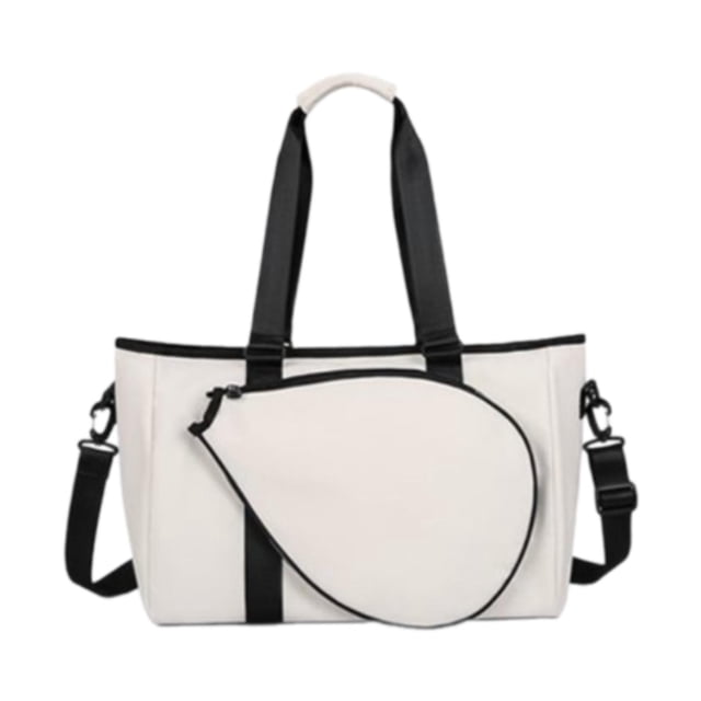 Almencla Tennis Racket Bag with Removable Shoulder Strap Tennis Bag for Tennis Racket White