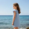 thumbnail image 4 of Grblisyd Girls Dress Summer Ruffle Sleeve Crew Neck Sundress Solid Color Casual Party Dresses for Kids 2-13 Years, 4 of 6
