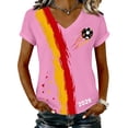 thumbnail image 1 of Women's Germany Football Graphic T-Shirt, Women's V-Neck T-Shirt German Soccer Letter Print Graphic Tee, Casual Fashion Top, Summer Short Sleeve Blouse for Soccer Tournament 2026 Pink Size: 2XL, 1 of 4