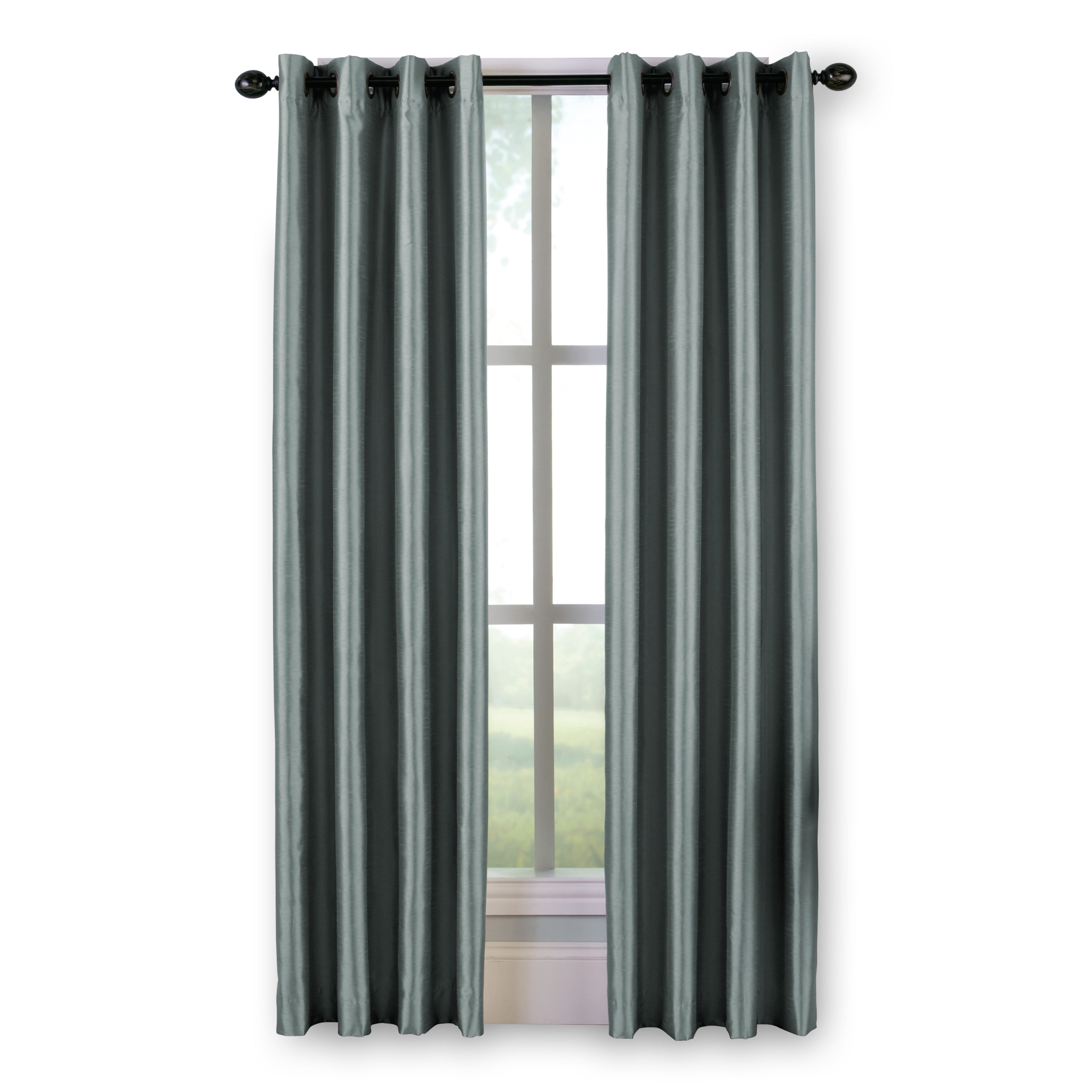Curtainworks Malta Indoor Polyester Room Darkening Faux Silk Grommet Single Panel , Teal , 50"x120"