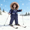 thumbnail image 2 of Gyujnb Girls Thermal Snowsuit 2 Piece Set Winter Insulated Jacket with Bib Overalls Windproof Outdoor Play Gear,5-6 Years, 2 of 4