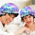 thumbnail image 6 of Shower Caps,Colorful Tie Dye Pattern Waterproof Shower Cap for Women 4 Pieces,Double Reusable Hair Cover for Shower PEVA Elastic Stretch Hem, 6 of 7