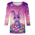 thumbnail image 5 of successthop Easter Clothes Women Bunny Casual 3/4 Sleeve Vacation Shirt Crewneck Top Loose Summer Holiday Clothes M, 5 of 5