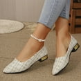 thumbnail image 2 of YLYL Women's Pumps Low Block Heel Pointy Toe Knitted Fashion Business Office Work Dress Shoes, 2 of 9