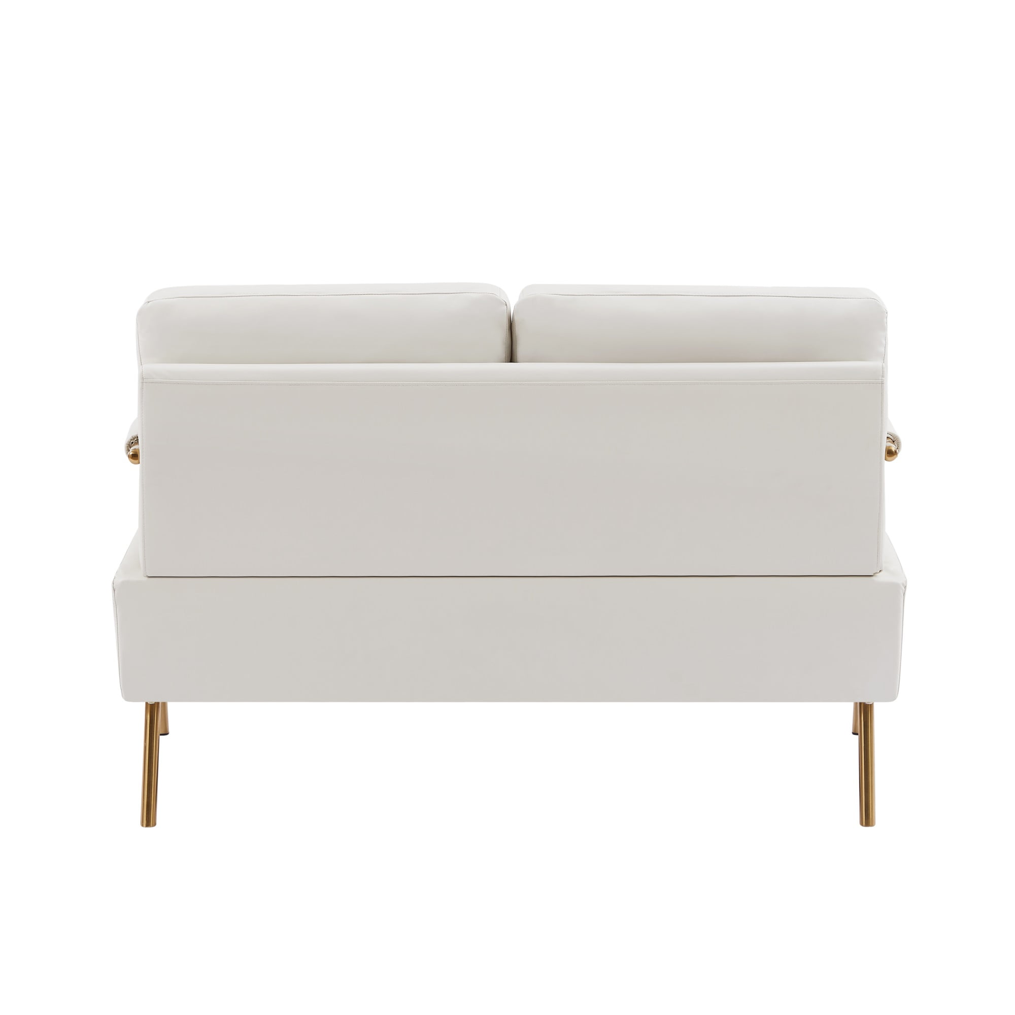 Miniyam Small Upholstered Lovesea,2-seater Couch with Removable Back Cushion and Metal Leg,White