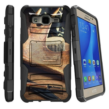 Samsung Galaxy On5 G550 Miniturtle® Clip Armor Dual Layer Case Rugged Exterior with Built in Kickstand + Holster - Antler and