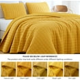 thumbnail image 5 of Chezmoi Collection Wilmer 3-Piece Waffle Quilt Set King Size, Gold, Soft and Cozy Waffle Weave Textured Lightweight Bedspread for All Season Quilt (110x98in) + 2 King Pillow Shams, 5 of 9