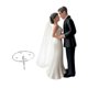 thumbnail image 3 of Figura de novio y novia con velo de malla blanca para tarta de boda. Traje negro, 3 of 9