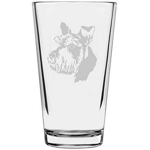 Schnauzer Dog Themed Etched All Purpose 16oz Libbey Pint Glass