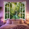 thumbnail image 2 of Tropical Waterfall in a Jungle Through an Arched Window, Serene Fantasy for Nature Lovers, Jungle Wall Art, New Home Gift, Tapestry Wall Hanging for Living Room and Bedroom, 2 of 7