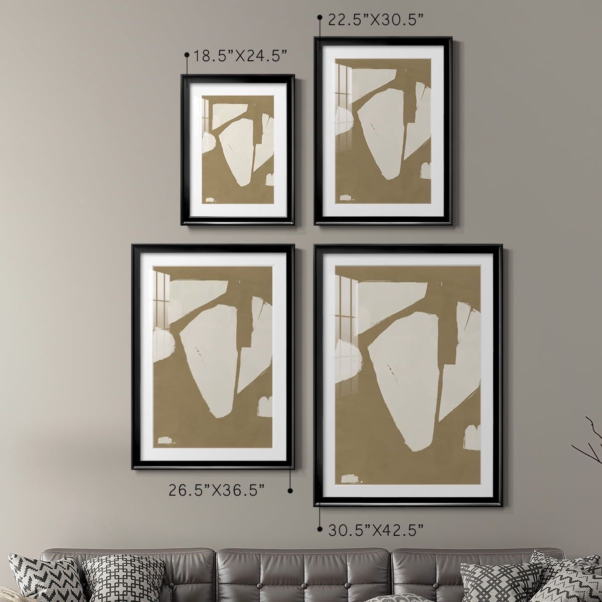 Wexford Home Chunky Abstract III Premium Framed Print, 18.5" x 24.5" - Ready to Hang, Black (Set of 2)