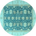 thumbnail image 1 of Ahgly Company Indoor Round Oriental Light Blue Modern Area Rugs, 4' Round, 1 of 4