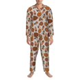 thumbnail image 3 of Balery Pinecone Autumn Pattern Pijama para Hombre de Dos Piezas con Manga Larga, Conjunto de Dormir y Descanso Suave con Bolsillos-Large, 3 of 7