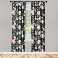 thumbnail image 3 of Ambesonne Vintage Curtains, Continuous Roses Romantic, Pair of 28"x95", Soft Pink and Hunter Green, 3 of 5