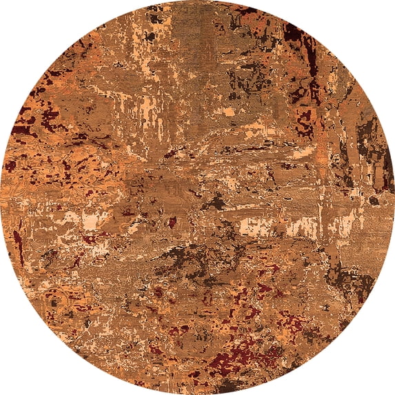 Ahgly Company Indoor Round Oriental Orange Industrial Area Rugs, 3' Round