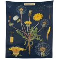 thumbnail image 2 of Butterfly Dandelion Plant Tapestry Wall Hanging - Wildflower Plant Floral Tapestry Identification Reference Chart Nature Scenery Tapestry for Bedroom Living Room Dorm Home Decor (Blue, L:(36" x 48")), 2 of 6