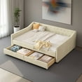 thumbnail image 2 of Dovelina Full Size Upholstered Tufted Sofa Bed with Drawers, Beige, 2 of 9